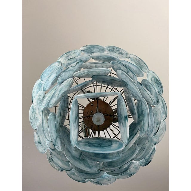 Space Age Murano Chandelier with 57 Blue Albaster Iridescent Glasses, 1990s For Sale - Image 17 of 18