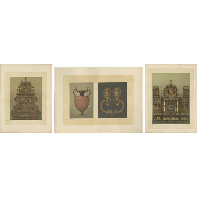 Monumental Bavarian Altar Design Triptych – Historicist Ornament, c. 1874 This striking triptych brings together three...