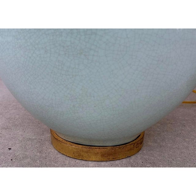 Mid 20th Century F. Schumacher & Co. Large Celadon Green Porcelain Table Lamps - a Pair For Sale - Image 10 of 18