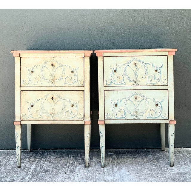 Vintage Italian Regency Hand Painted Nighstands - Set of 2 For Sale In West Palm - Image 6 of 12