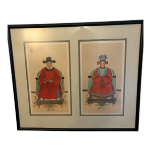 Mid 20th Century Large Hand-Painted Chinese Ancestor Portraits