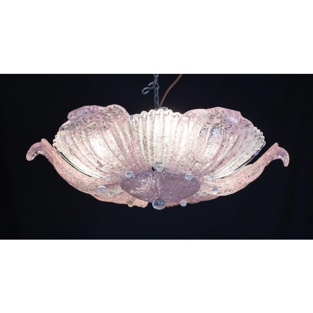 Vintage 1970s Murano Glass Ceiling Lamp Pink For Sale - Image 10 of 12