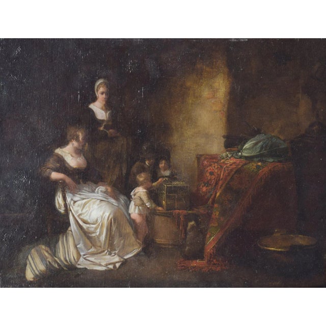 Domestic Scene, 18th Century, Oil on Panel For Sale - Image 9 of 9