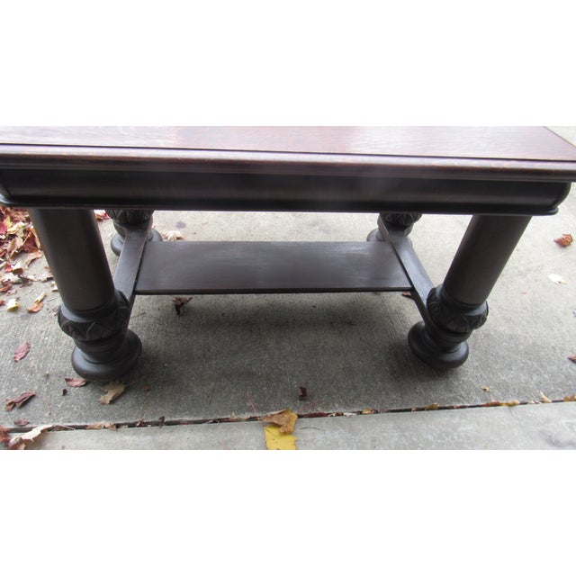 1940s Oak Library Console Table Amazing Mission For Sale - Image 11 of 12