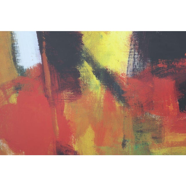 This item is an abstract expressionist lithograph by Danish artist Ole Trebbien. Abstract Expressionism with vibrant...