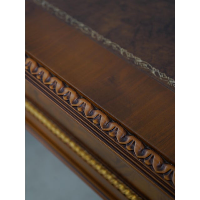 Francesco Molon Leather Top Walnut Executive Desk For Sale - Image 9 of 18