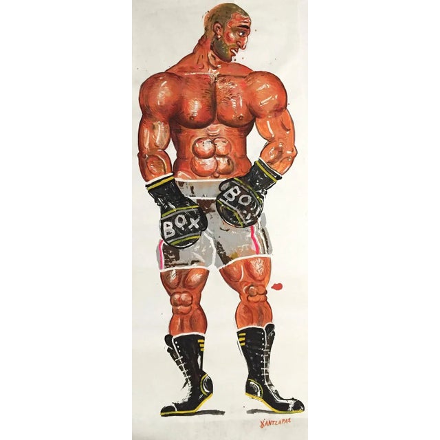 Theogene, Lifesize Boxer Painting, Oil on Paper, 2015 For Sale - Image 4 of 4