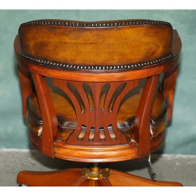 Vintage Brown Leather Captains Directors Chair For Sale - Image 16 of 18