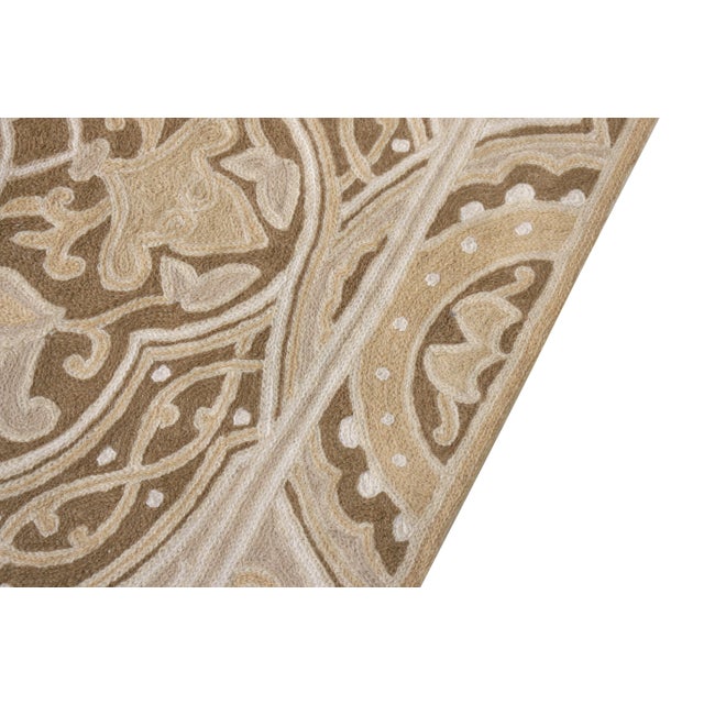 Rug & Kilim Rug & Kilim’s Handmade Chain Stitch Rug, Beige-Brown Geometric Pattern For Sale - Image 4 of 6