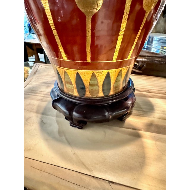 Mid 20th Century Art Deco Table Lamps With Egyptian Motifs, Hand-Painted Porcelain shades not included- a Pair For Sale - Image 10 of 13