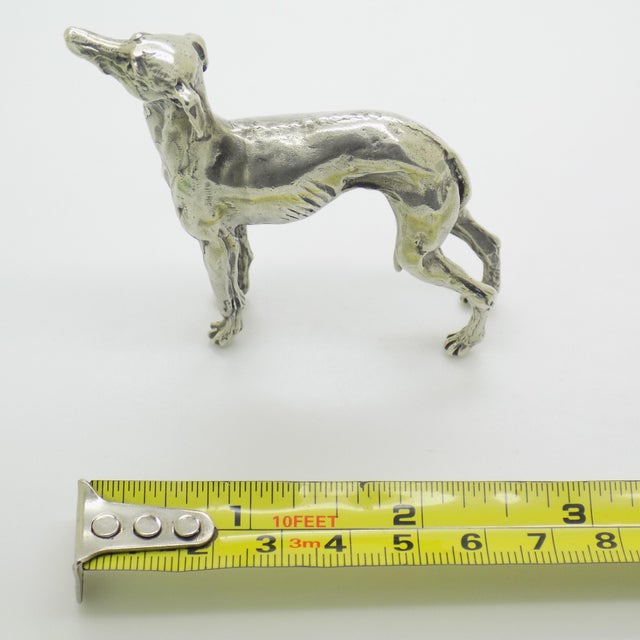 Vintage Italian Handmade Genuine Silver Large Greyhound Dog Figurine Sculpture, Made in Tuscany (Arezzo, Italy)) For Sale - Image 13 of 13