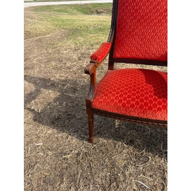 Large 19th Century Velour French Louis XVI Bergere or Armchair- A Pair For Sale - Image 13 of 14