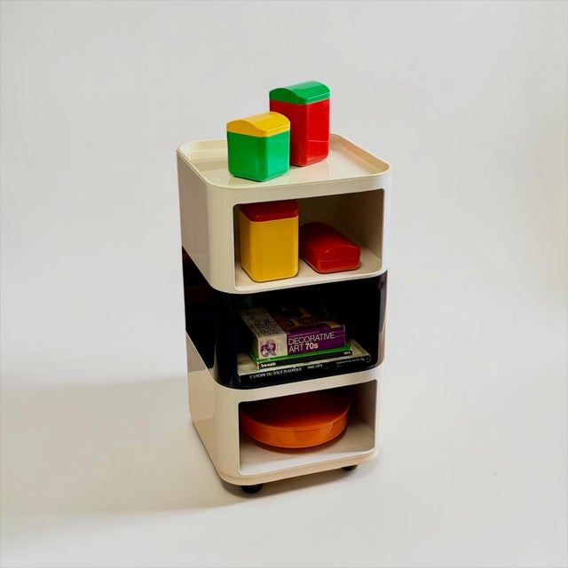 Vintage Black and White Componibili 4970 by Anna Castelli Ferrieri for Kartell, Italy, 1970s, Set of 3 For Sale - Image 3 of 16