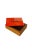 Decorated in shades of umber and brown over a vivid burnt orange enamel, this 1960s ashtray and cigarette box by Bovano...