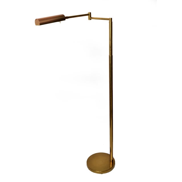 Koch & Lowy 1970s Koch & Lowy Mid-Century Modern Adjustable Swing Brass Pharmacy Floor Lamp For Sale - Image 4 of 18
