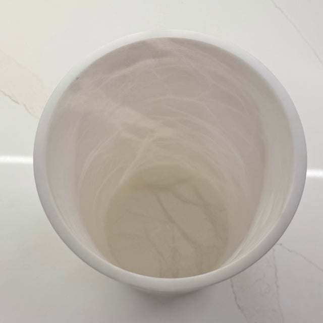 Global Views Large Italian Alabaster Cylinder Vase / Hurricane For Sale In Dallas - Image 6 of 9