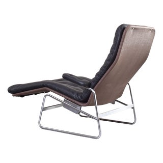 Bauhaus Model Fenix Chaise Lounge in Leather and Chrome by Sam Larsson for Dux, 1960s For Sale