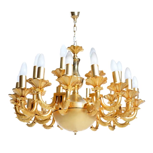Middle Eastern 24-Light Chandelier in Brass, 1950s For Sale