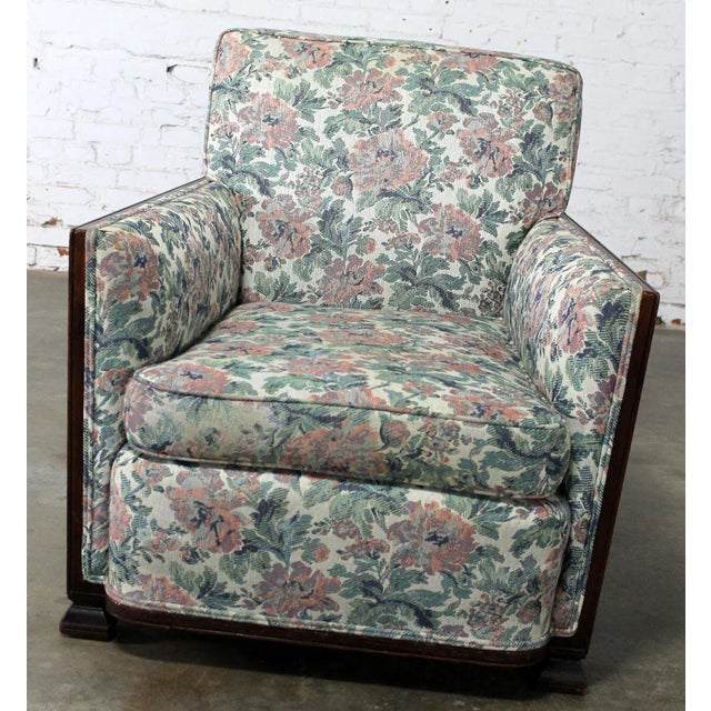 Handsome oak period Art Deco club chair. In wonderful vintage condition. Circa 1930s What a wonderfully comfortable club...