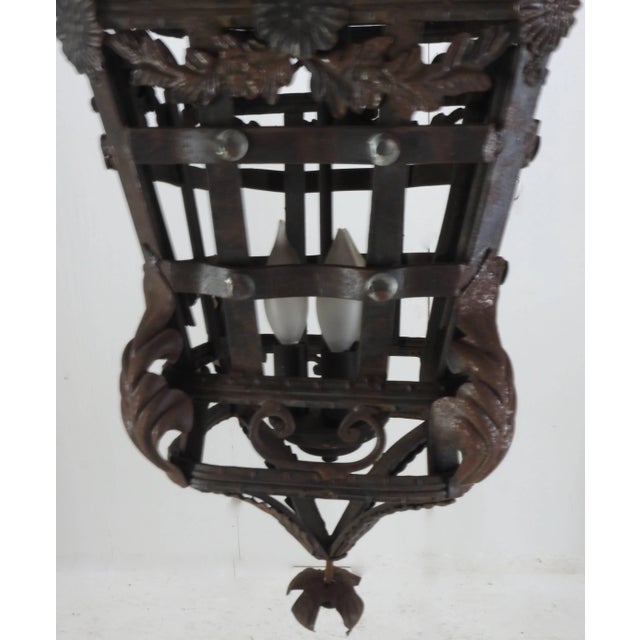 20th Century Spanish Cast Iron Light Fixture For Sale - Image 4 of 10