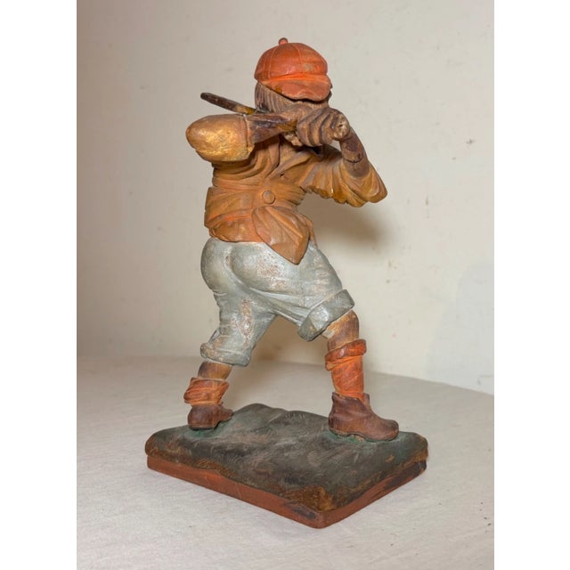 Very Rare Antique 1800s Hand Carved Wood Folk Art Baseball Sculpture Statue For Sale - Image 13 of 17