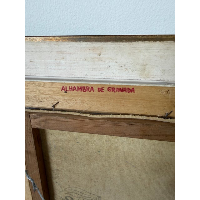 Brown Vintage "Alhambra De Granada" Impressionist Landscape Oil Painting on Canvas – Framed For Sale - Image 8 of 12