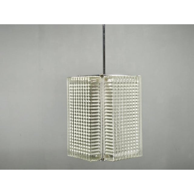 Vintage Pendant Lights in Chrome and Textured Glass from Napako, 1970s, Set of 2 For Sale - Image 3 of 15