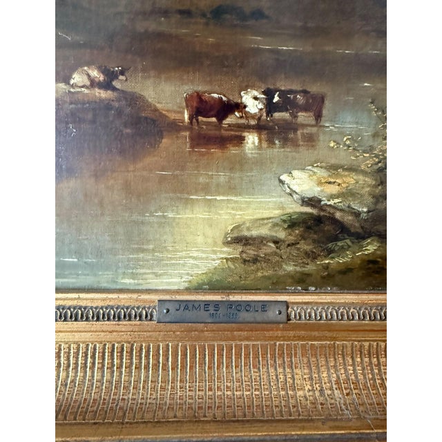 Wood James Poole, Pair of Mountain Lake Landscapes, 1800s, Oil on Canvas, Framed For Sale - Image 7 of 11