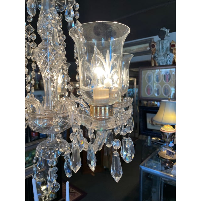American 1930s Hollywood Colonial Style Clear Crystal Five Light Chandelier For Sale - Image 3 of 13