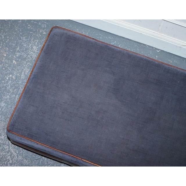 Large Tetrad Constable Ottoman in Blue Fabric and Leather Base For Sale - Image 10 of 15