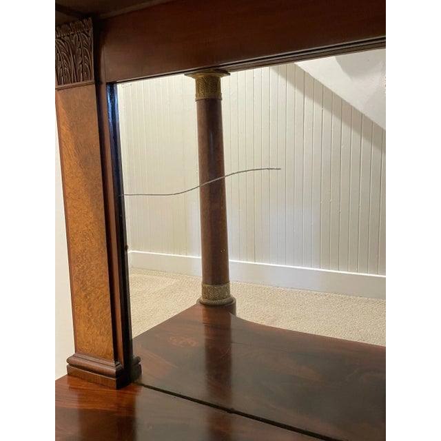 19th Century French Empire Mahogany Console Table With Marble Top and Mirror For Sale - Image 9 of 9