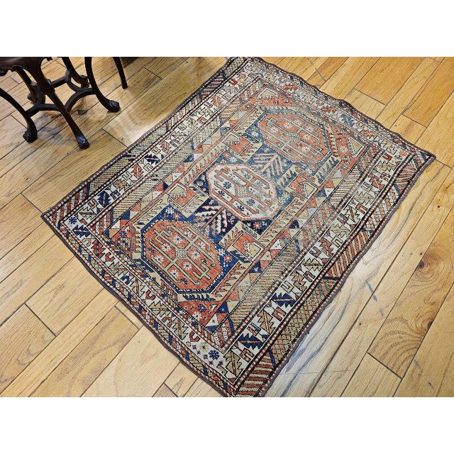 Antique Caucasian Shirvan Area Rug, Wool Pile, Geometric Pattern, 1880s, 4' x 5' For Sale - Image 10 of 18