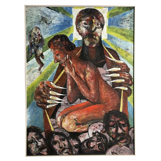 Milan Klimes, 1970s, Oil, Mixed Technique on Cardboard For Sale - Image 5 of 5