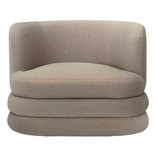 Astor Taupe Faux Mohair Swivel Hotel Lounge Chair For Sale