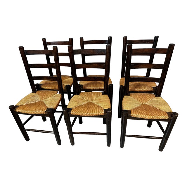 Vintage Chairs in Solid Wood, 1960, Set of 6 For Sale