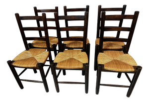 Vintage Chairs in Solid Wood, 1960, Set of 6
