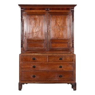 Large 19th Century English Georgian Oak Housekeepers Cupboard, 1820 For Sale