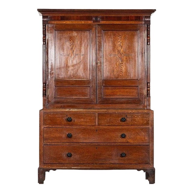 Large 19th Century English Georgian Oak Housekeepers Cupboard, 1820 For Sale