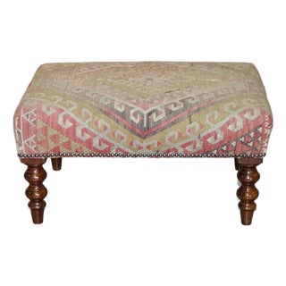 Original Vintage George Smith Kilim Upholstered Footstool for 2 People to Share For Sale