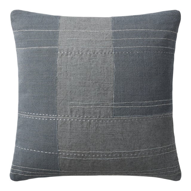 Amber Lewis x Loloi Mateo Blue 18" x 18" Cover with Down Pillow For Sale