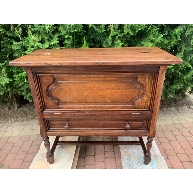Spanish Cabinet or Bar with Drawer in Oak, 1940s For Sale - Image 3 of 18