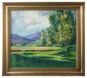 Summer Landscape, Oil on Canvas, Framed