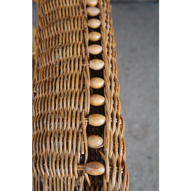 Mid 20th Century Bohemian Modern Woven Wicker Rattan Fan Back Lounge Armchai For Sale - Image 11 of 12