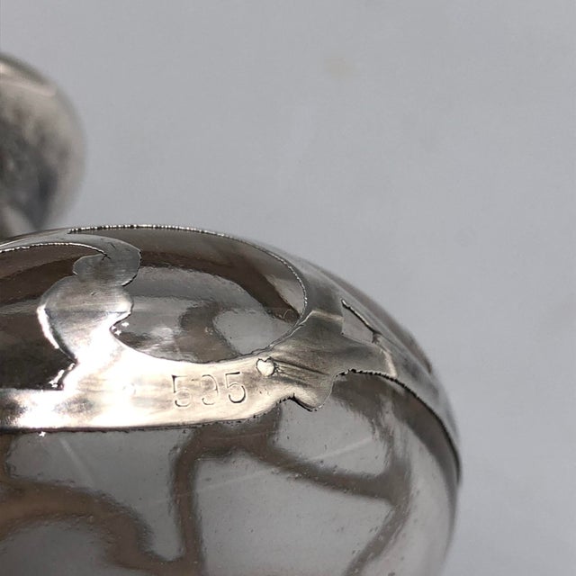 Antique Perfume Bottle in Sterling Silver Overlay, 1900s For Sale - Image 4 of 11