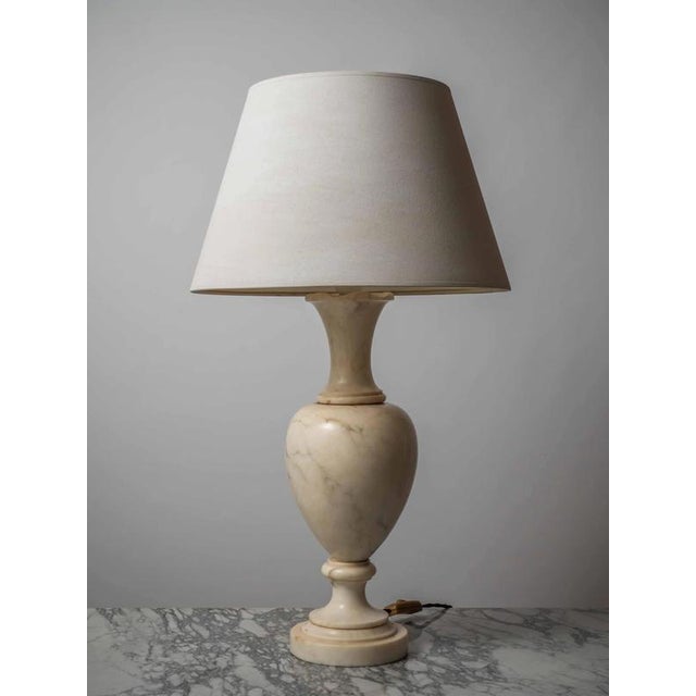 White Large Vintage Cream Marble Lamp For Sale - Image 8 of 8