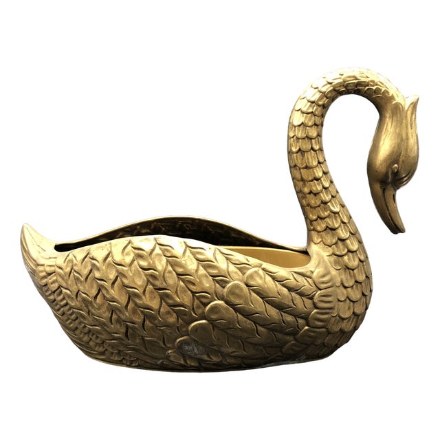 Mid-Century Brass Swan Bowl from Unbekannt, 1950s For Sale