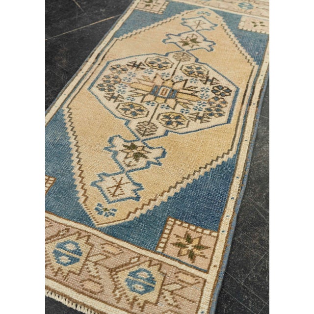Textile Turkish Mini Rug Oriental Hand Knotted Vintage Rug 1'5" x 3' #21221 For Sale - Image 7 of 8