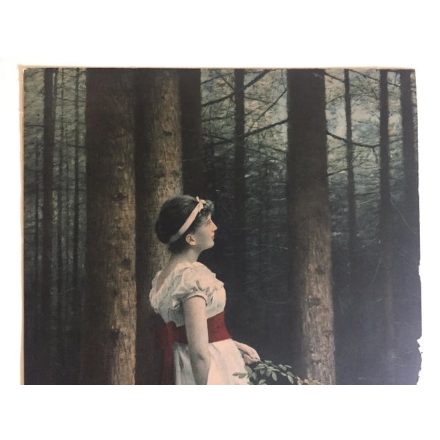 This antique early 1900's rare Max Nonnenbruch Neoclassical heliogravure fine art print " In The Fir Forest " 1891, is an...