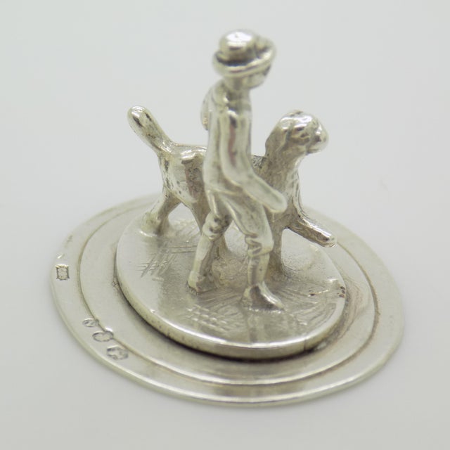 Metal Vintage Dutch Genuine Silver 835 Man with Dog Miniature Figurine, Netherlands, 1978 For Sale - Image 7 of 11