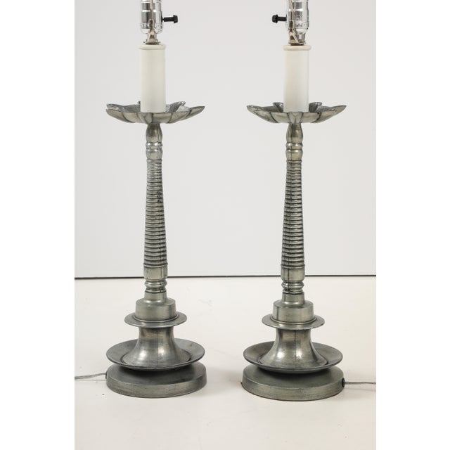 1960's Aluminum French Table Lamps - A Pair For Sale - Image 10 of 10